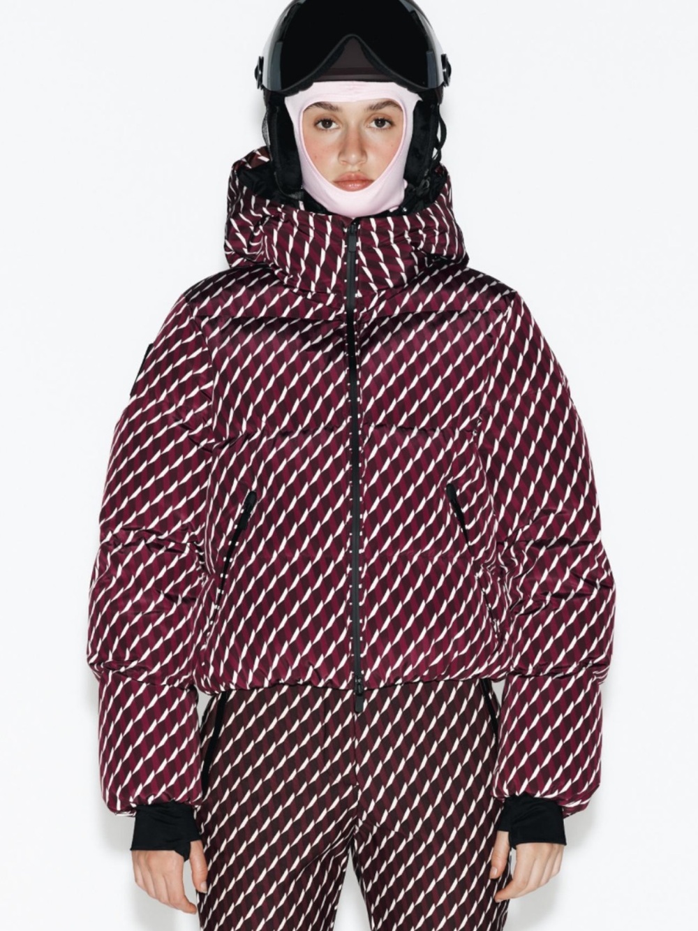 Zara Ski Collection RECCO Down Puffer Anorak Burgundy NWT XS